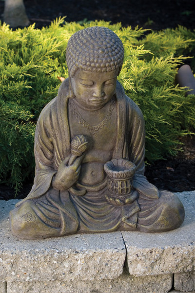 Statue of the Buddha with Lantern Quality Cement Stone Decorative